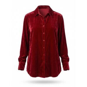 John Mark Women's L Romantic Vamp Goth Grunge Artsy Edgy Red Button Down Blouse